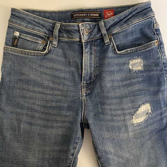 Superdry Mens Jeans 30x32 (fit31)Blue Skinny Denim Medium Wash Thrashed - Picture 7 of 16